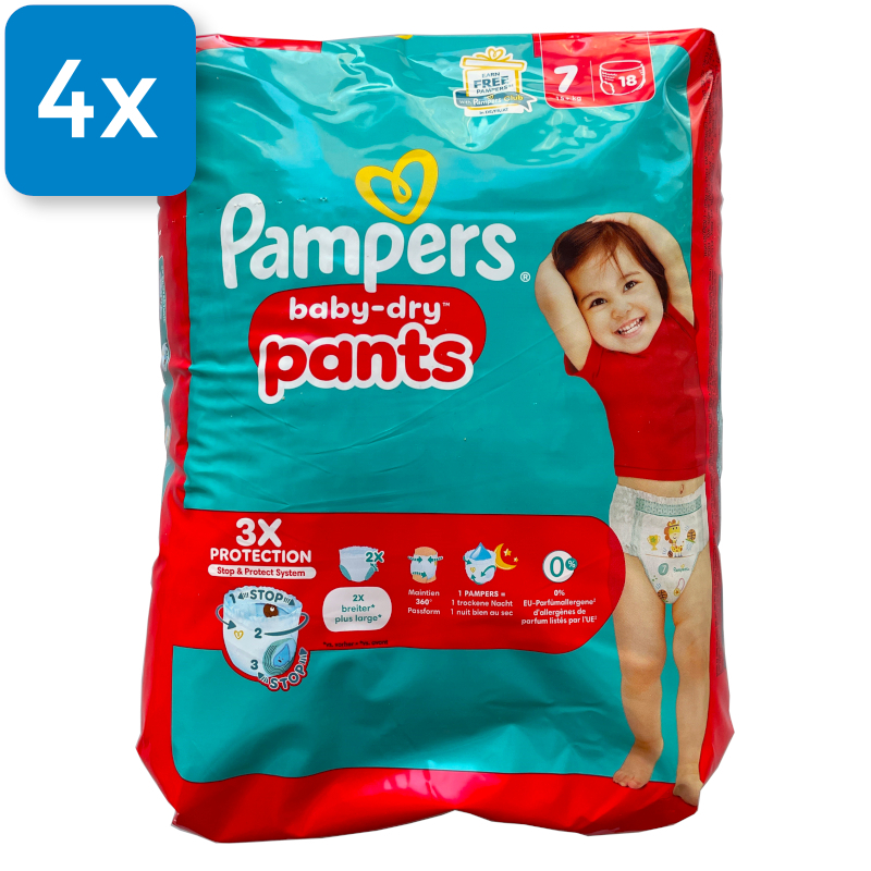 Pampers Baby Dry Pants Gr. 7, 17+ kg - (4 x 18 Stück)